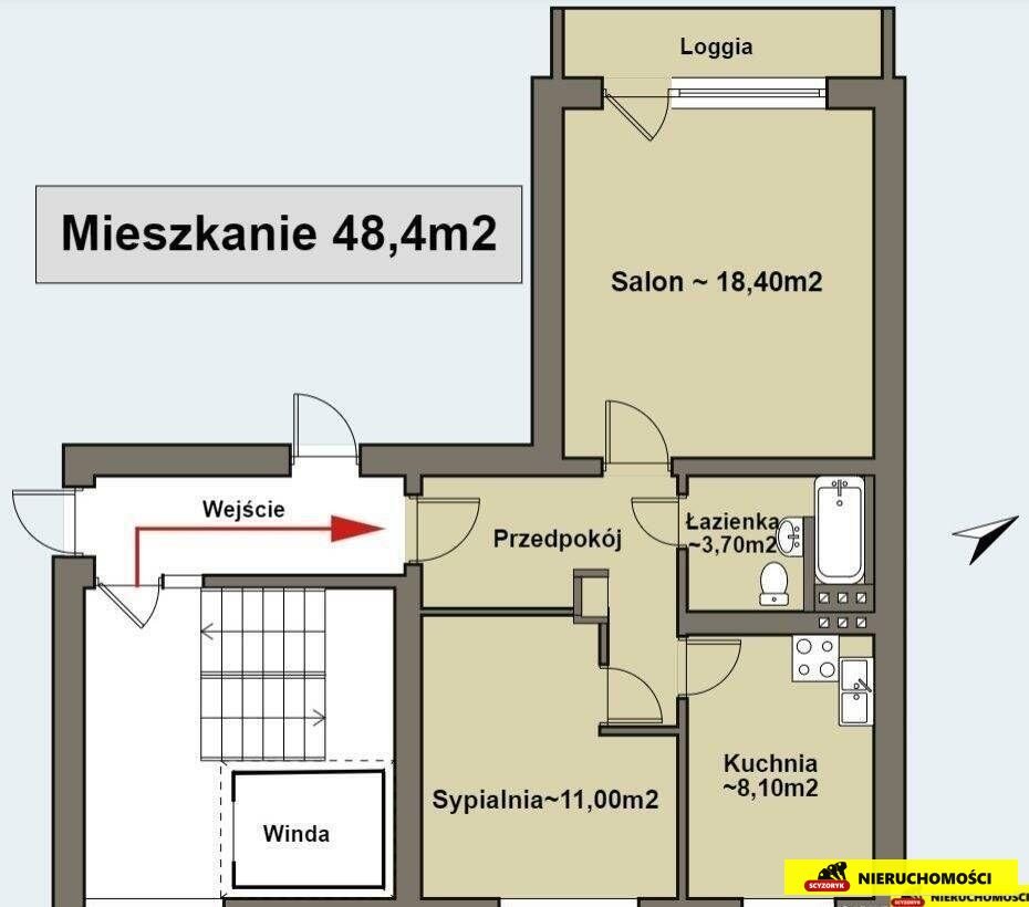 2 pokoje 48,4 m2 os.Jagiellońskie  Winda| 2 Piętro