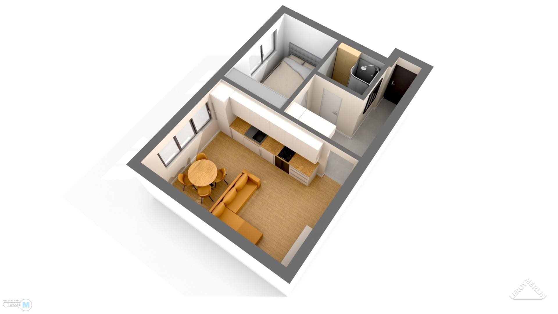 35,8m²: duży 1 pokój z opcją na 2 pokoje!!